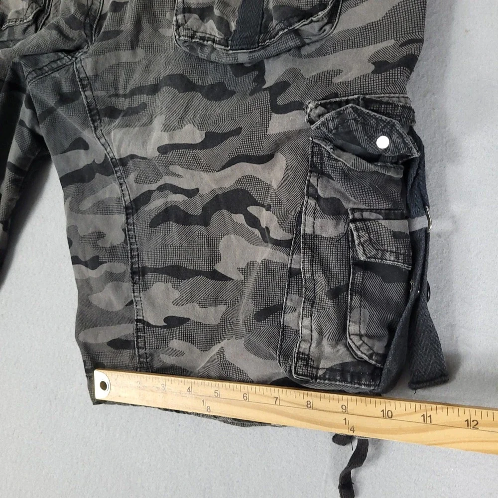 Nick Danger Cargo Shorts Mens 32 Grey Camo Tactical Relaxed Cotton Utility